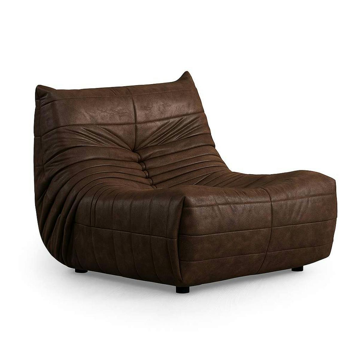 Fauteuil lounge marron plissé sans accoudoirs ARVEN