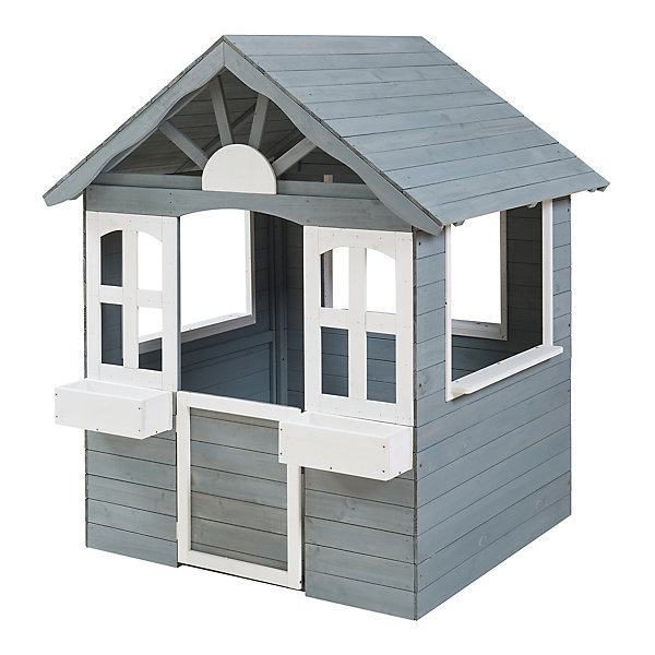 Cabane de jeu d'extérieur Vesa bois de pin 138 x 120 x 102 cm gris blanc casa.pro