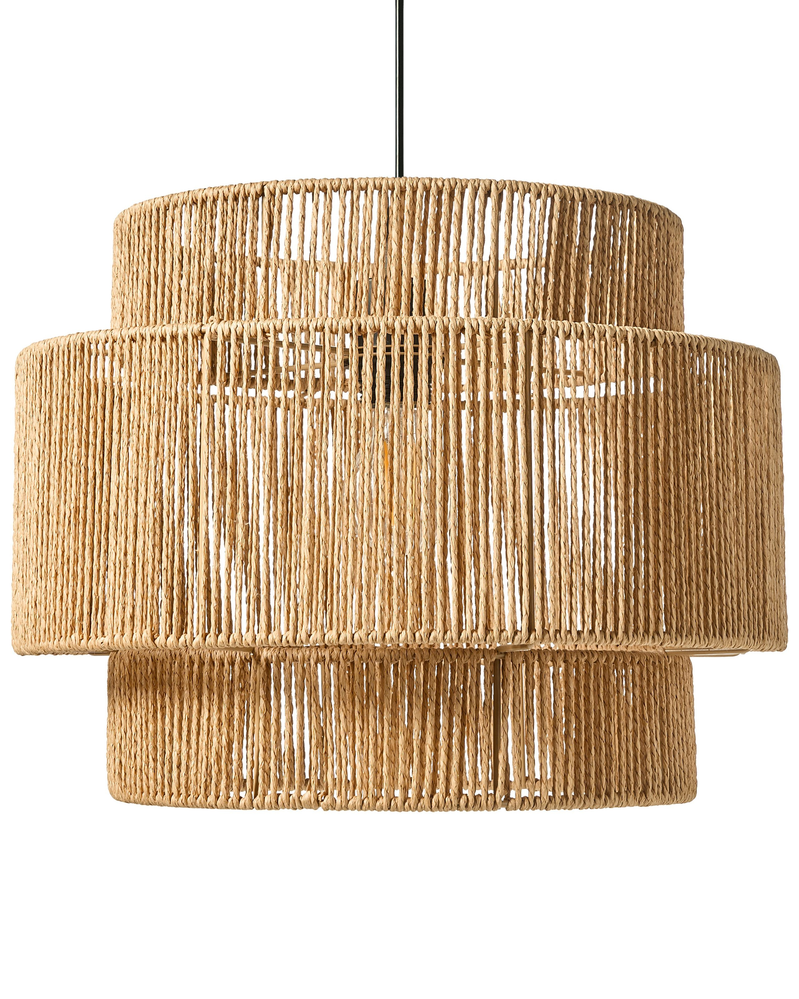 Lampa wisząca pleciona podstawa matowa żyrandol ze sznurków naturalna