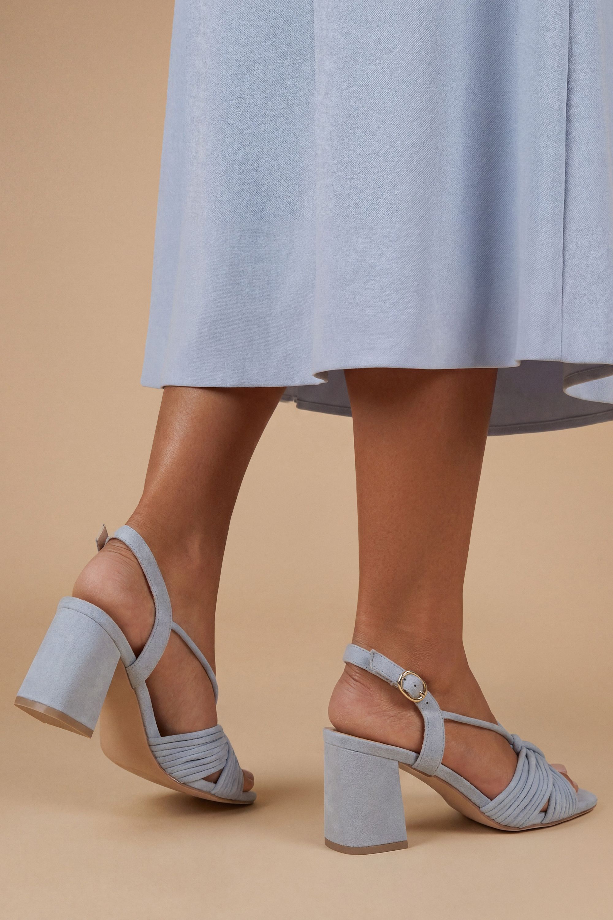 Oasis Heidi Faux Suede Flared Block Heel Strappy Sandals