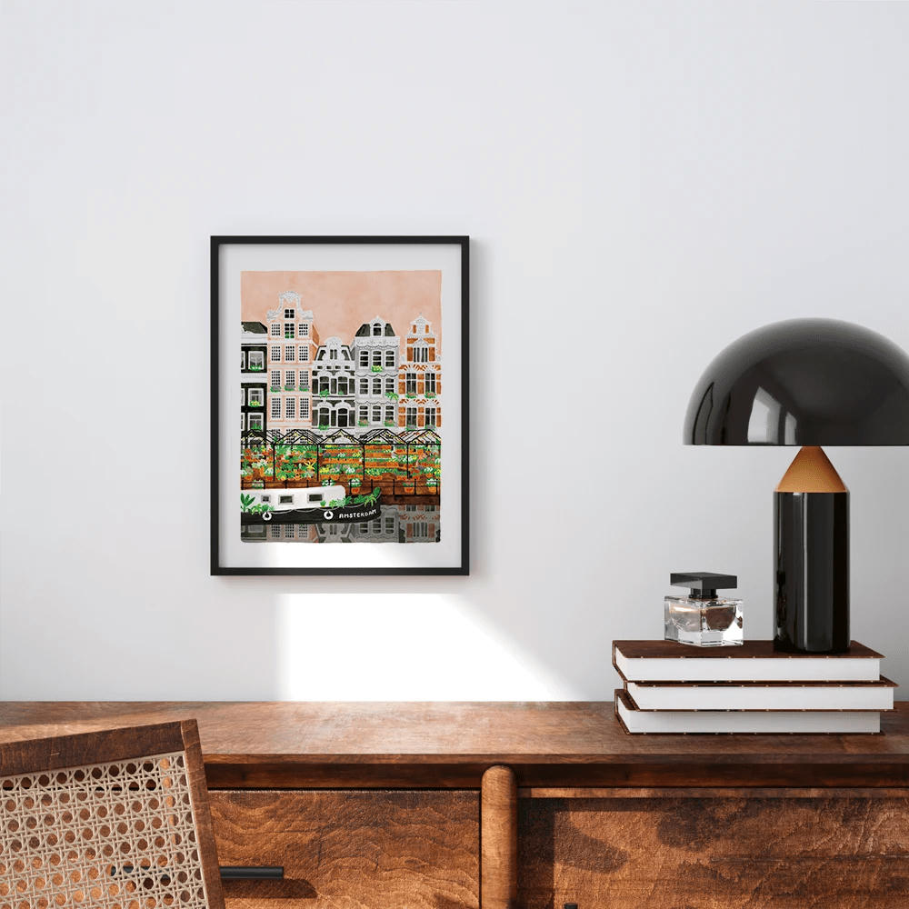 - Affiche illustrée de la ville d’Amsterdam 30x40 cm