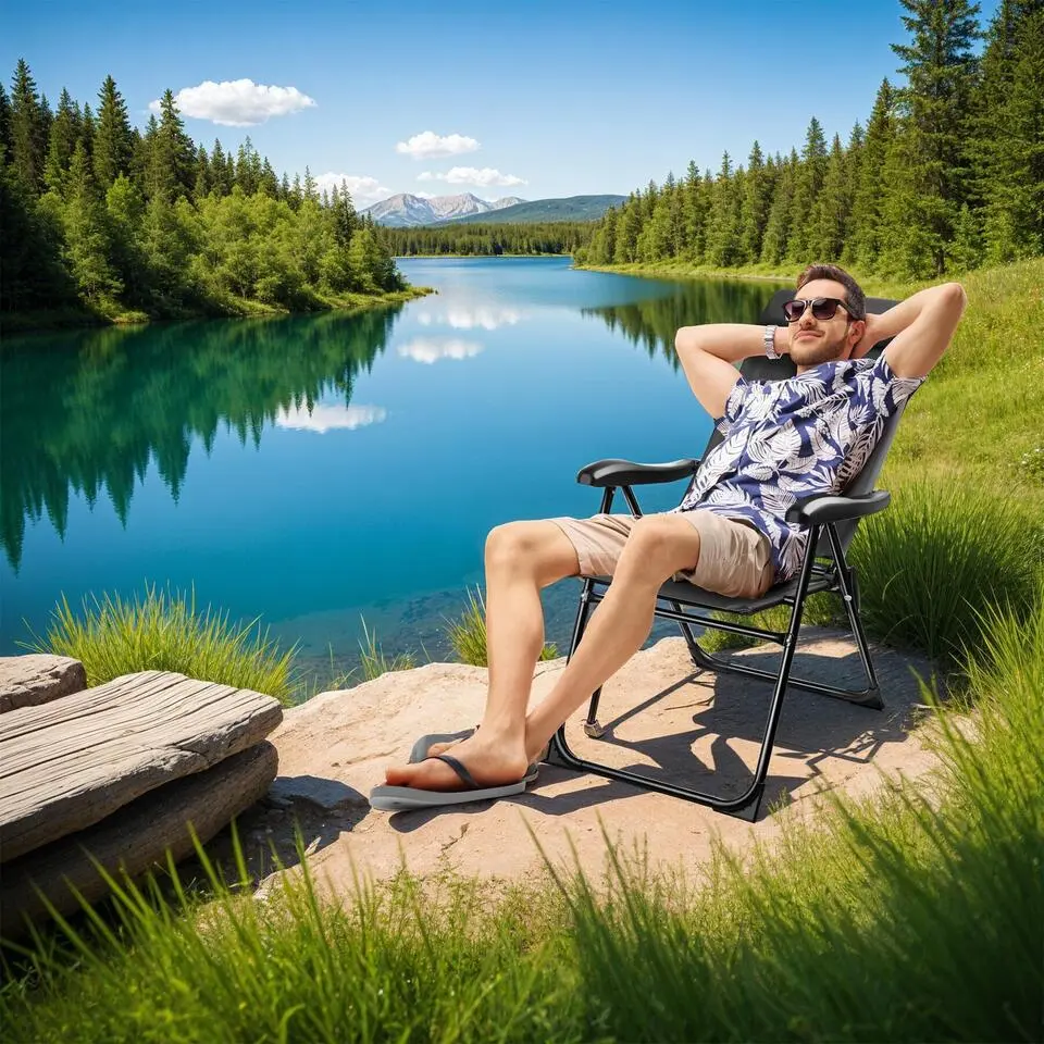 tectake Inklapbare campingstoel met hoofdkussen - Set van 4 - Antraciet