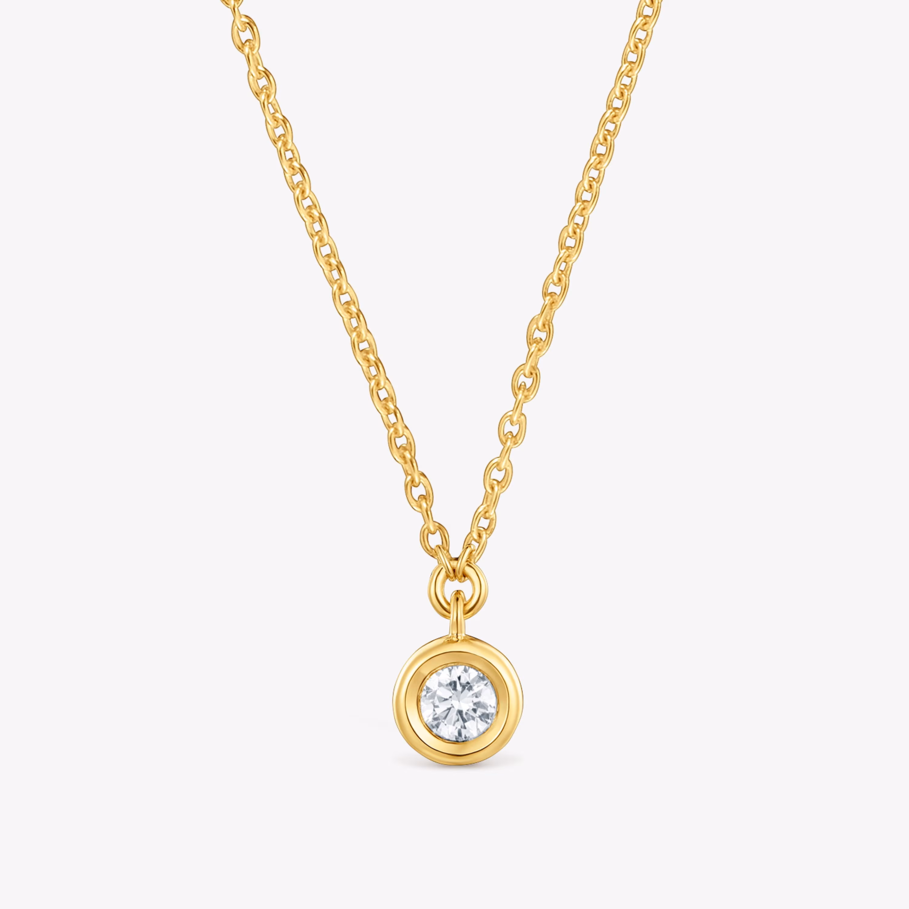 Collar corto con baño de oro 18 kt sobre plata y diamante creado en laboratorio Line LGD