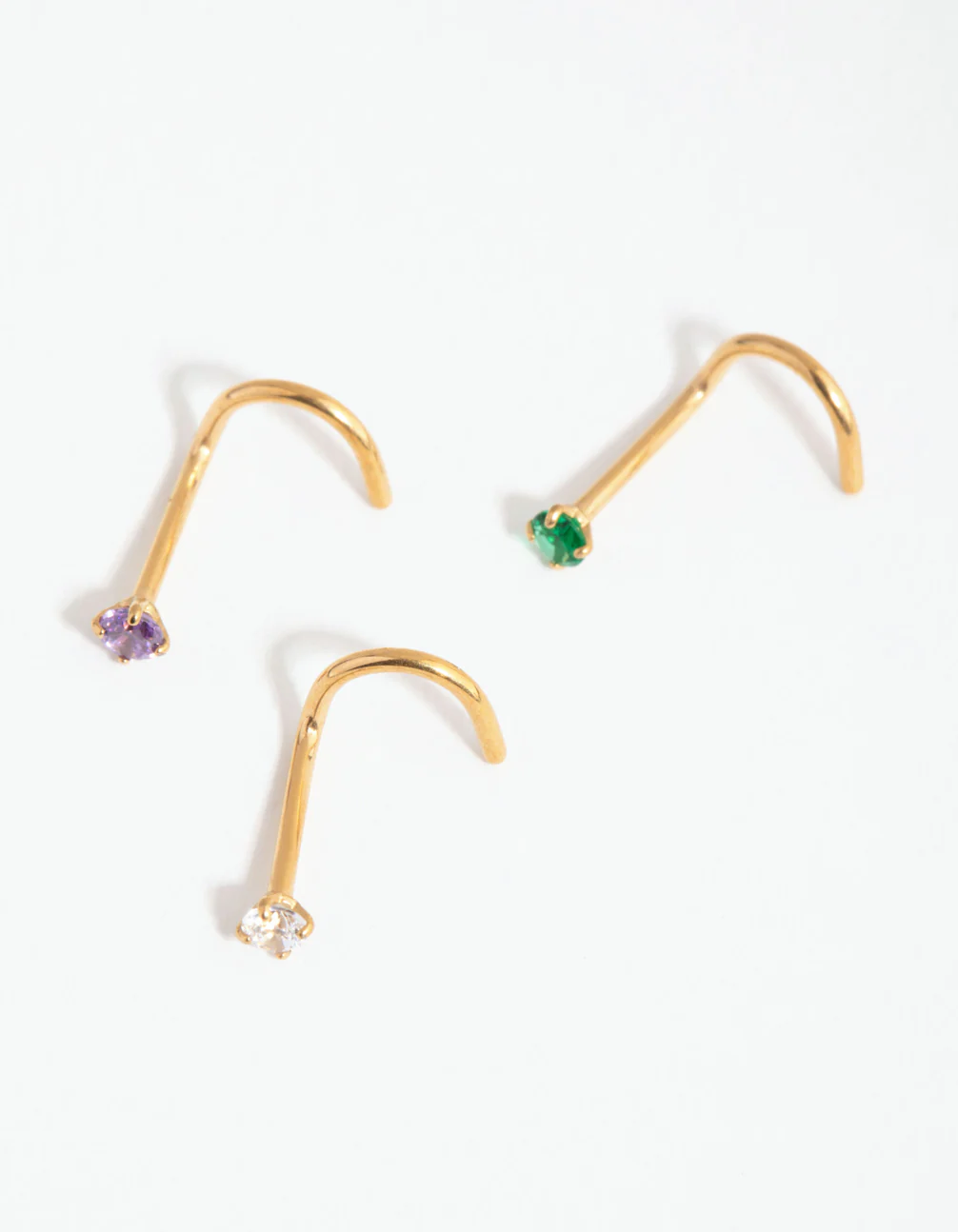 Gold Surgical Steel Classic Gem Nose Stud Pack