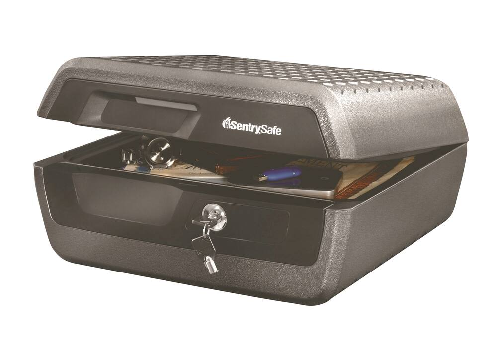 SentrySafe Fire and Water-Resistant Chest Safe Box With Key Lock, 10.2-L, Black