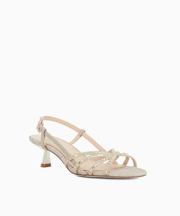 Magix Gold - Strappy Open-Toe Low Heeled Sandals