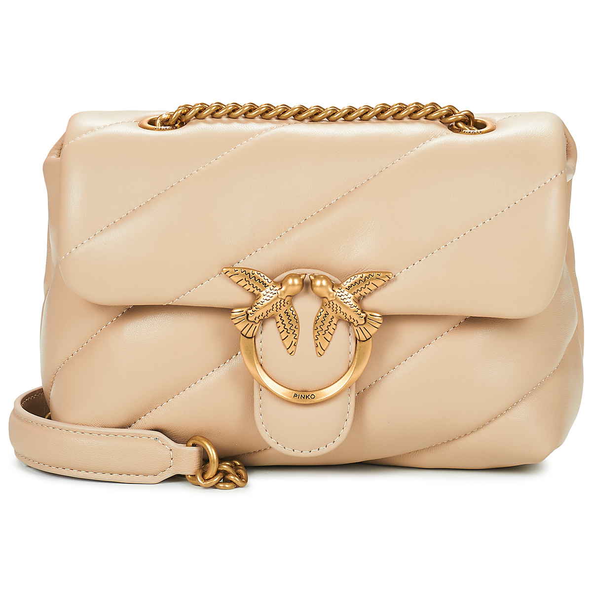Pinko - LOVE PUFF MINI CL SHEEP NAPPA - Beige / Gold