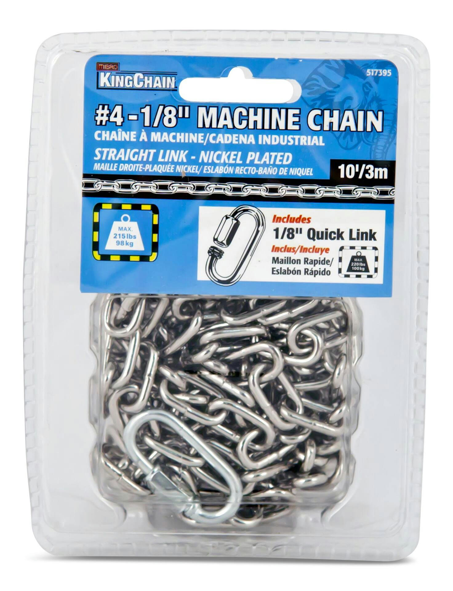 Ben-Mor Machine Chain, Straight Link, 1/8-in, 10-ft