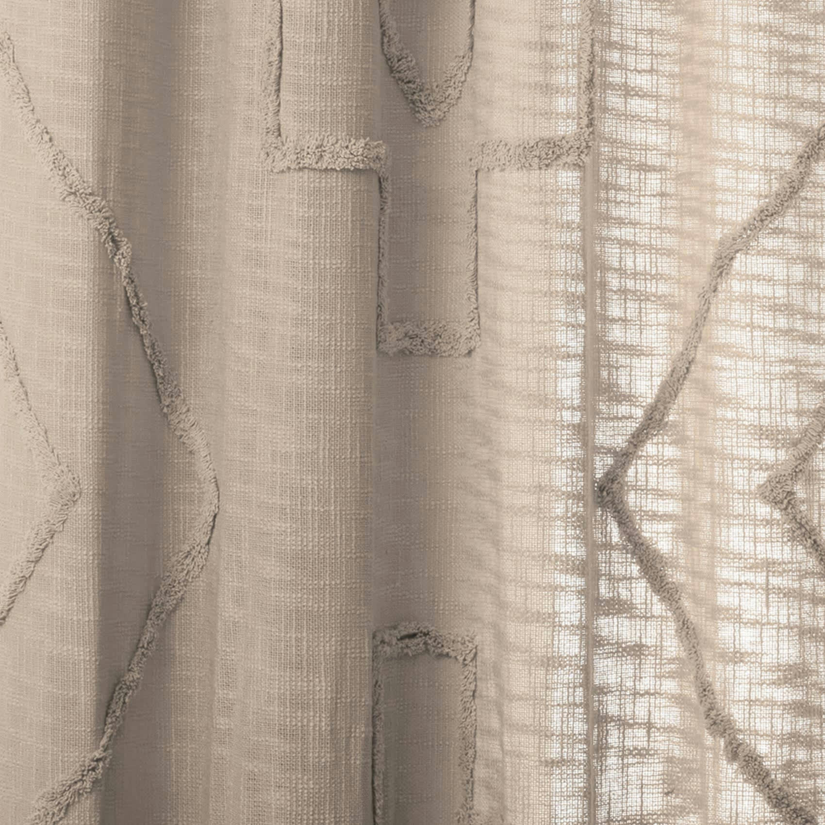- Rideau d'ameublement en coton tufté ivoire 130x260 cm