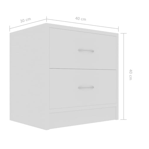 NNEVL Bedside Cabinets 2 pcs White 40x30x40 cm Chipboard