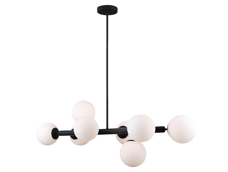 Lampa wisząca Raddi 8-punktowa stalowa biało-czarna