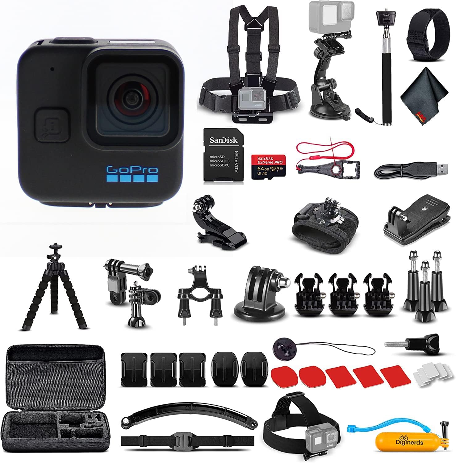 GoPro HERO11 (Go Pro Hero11) Black Mini - Waterproof Action Camera with 5.3K Ultra HD Video  24.7MP Photos  1/1.9 Sensor  Stabilization + 50-in-1 Accessory Kit + 64GB Card + More