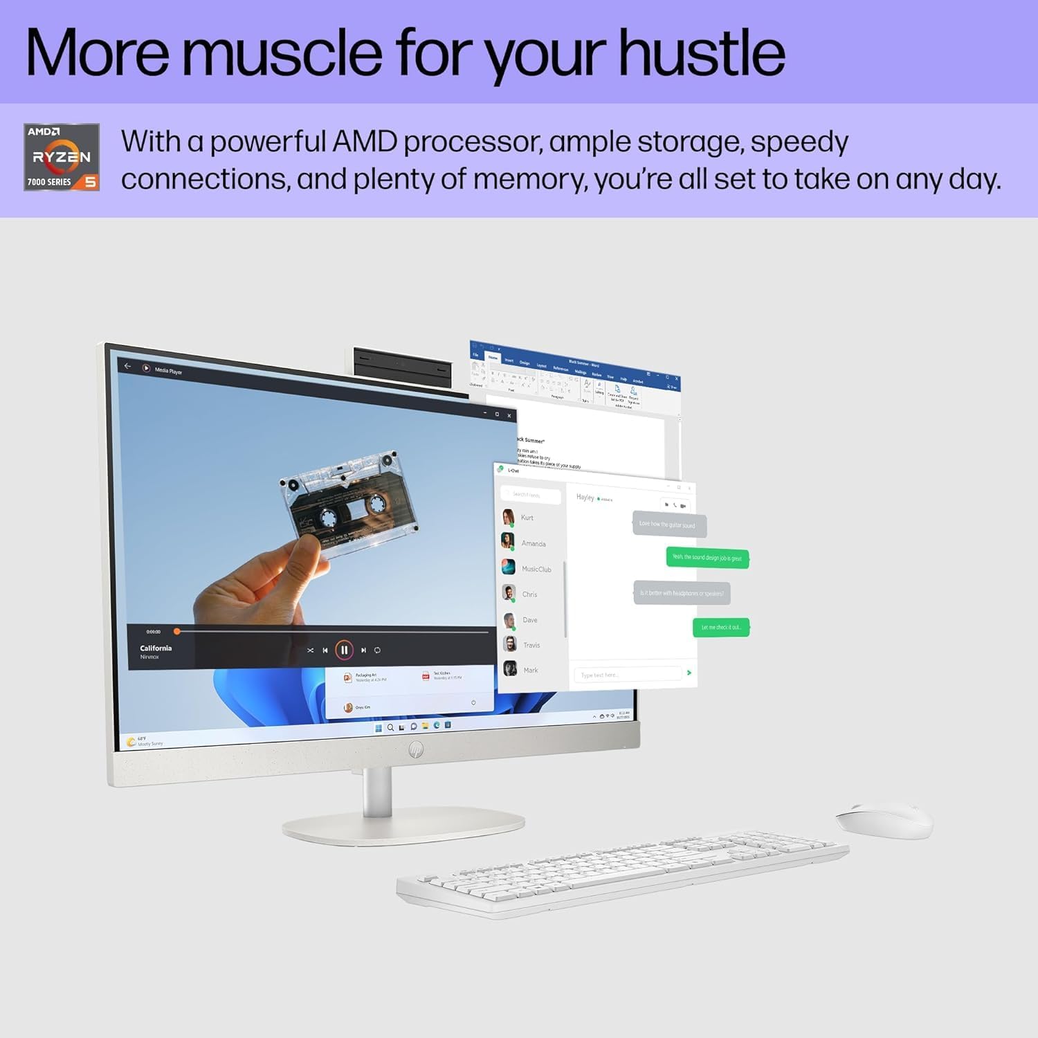 HP All in One Desktop Computer 27 Inch  AMD Ryzen 5 7520U  AMD Radeon Graphics  16GB DDR5  1TB SSD  FHD (1920 x 1080) Anti-glare Touchscreen  Wi-Fi 6  Windows 11 Pro  Headphone and Mouse Accessory Kit