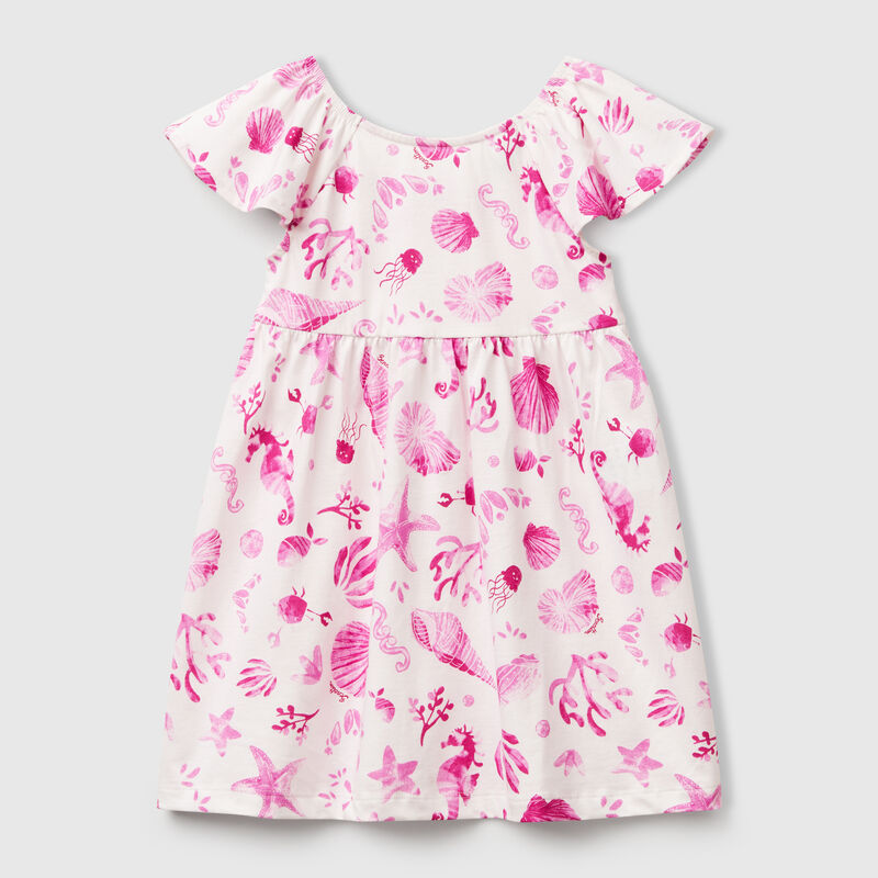 White dress with pink shells