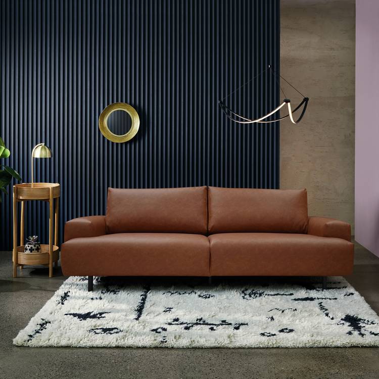 Habitat Julien Faux Leather 3 Seater Sofa - Tan