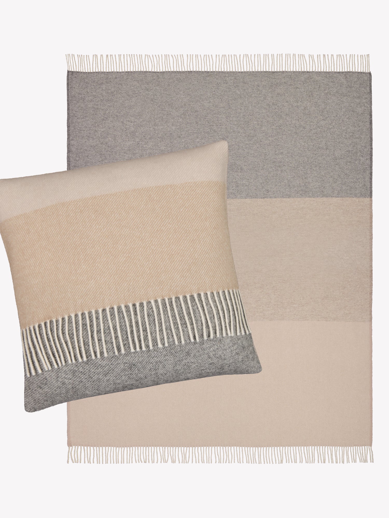 TRIO sisustussetti: huopa ja koristetyynynpäällinen - beige