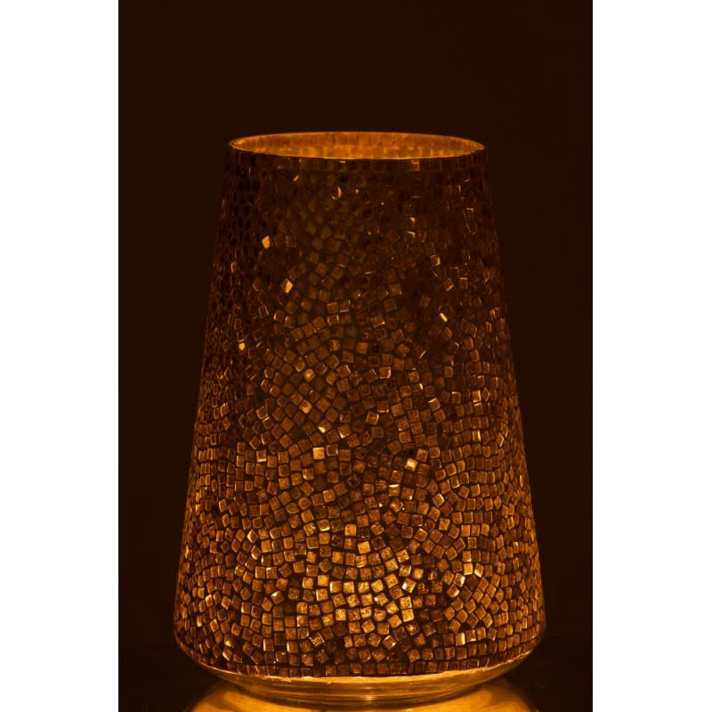 MOSAÏQUES - Photophore verre blanc/argent H30cm