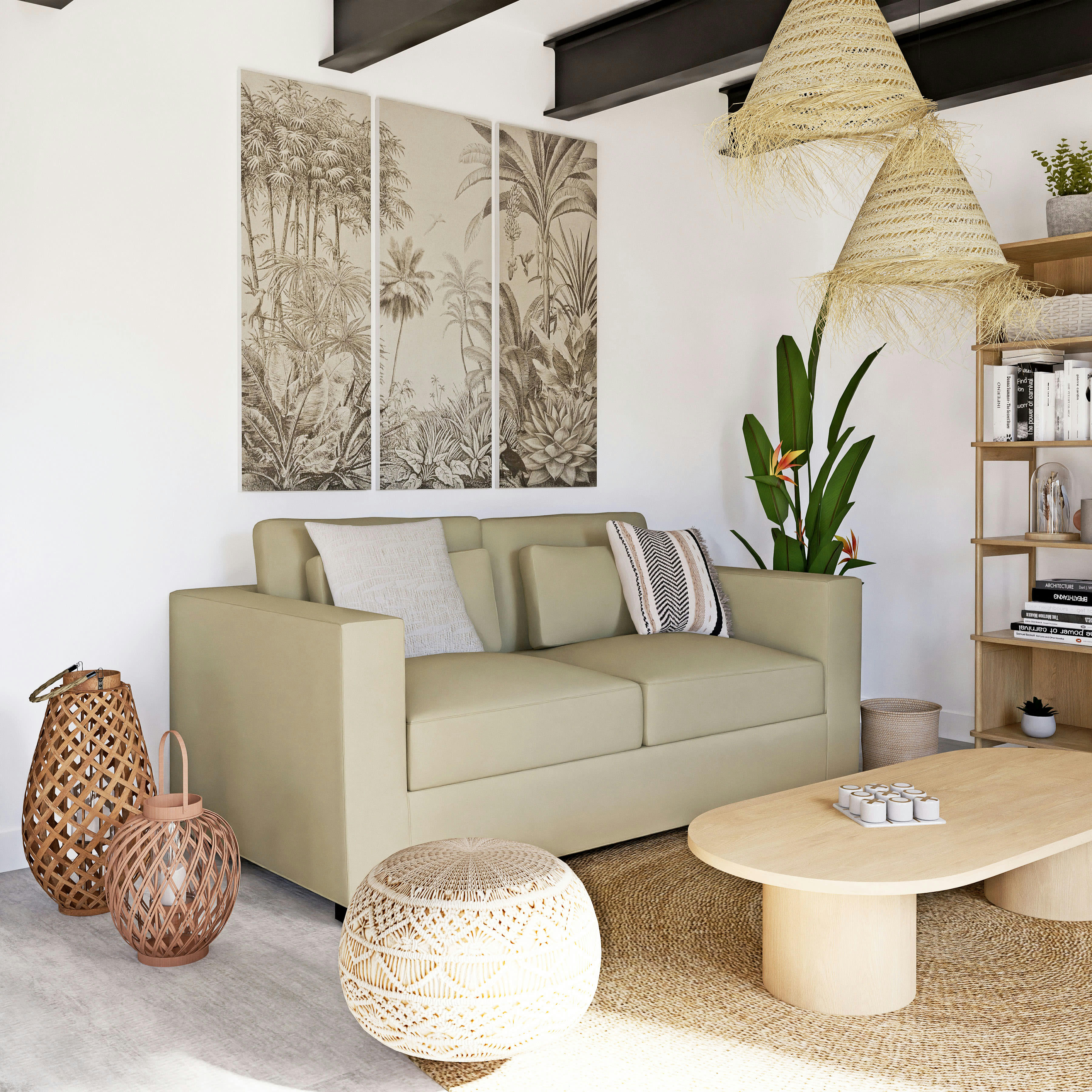 Milano - Canapé 2/3 places en toile mastic