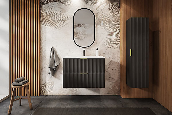Meuble suspendu sous lavabo FLOW noir 80 cm