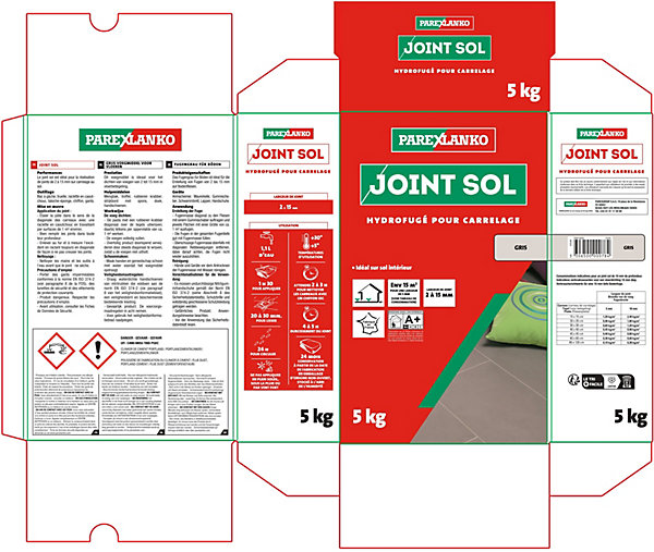 Joint sol hydrofugé gris Parexlanko 5 kg