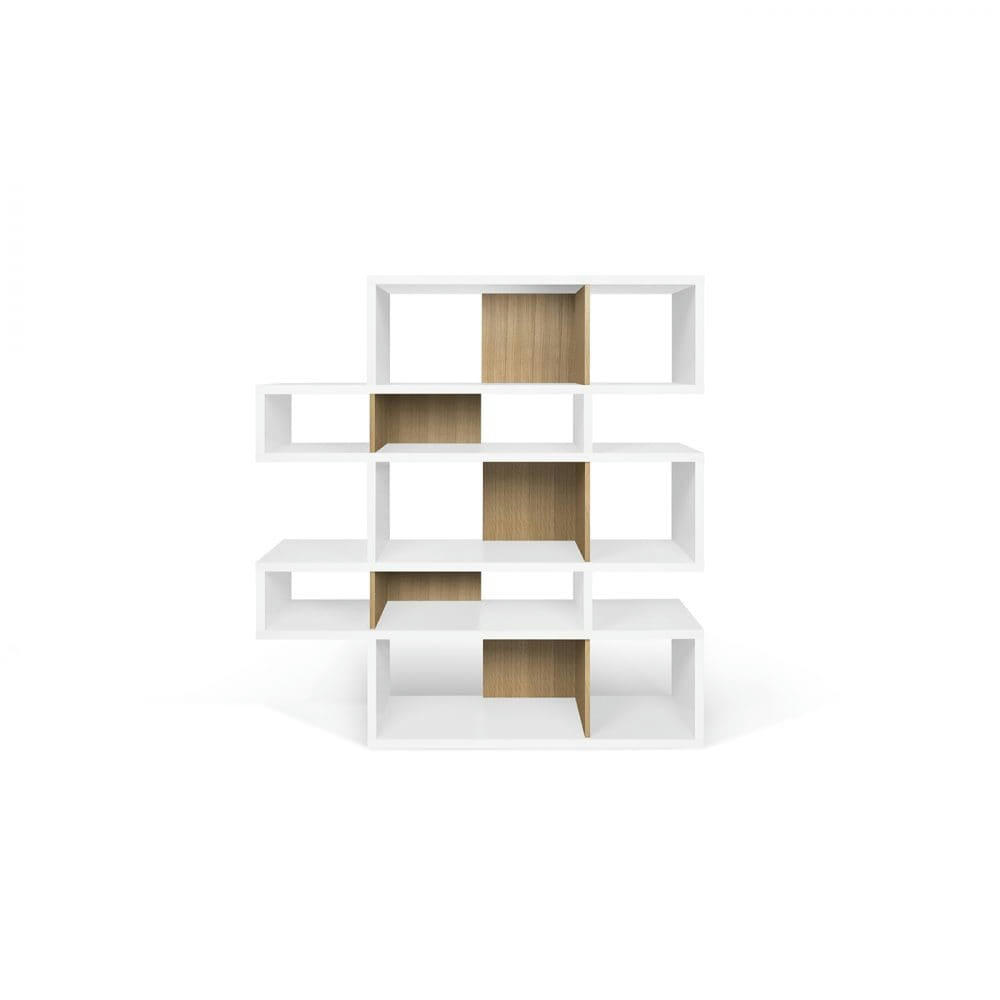 LONDON - Bibliothèque  placage blanc et chêne naturel