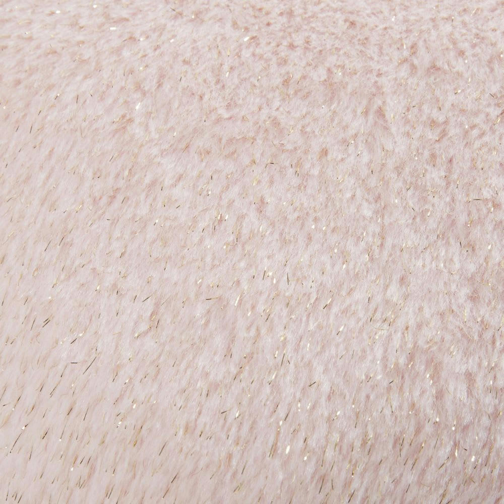 LILA - Coussin cœur imitation fourrure rose 35x35