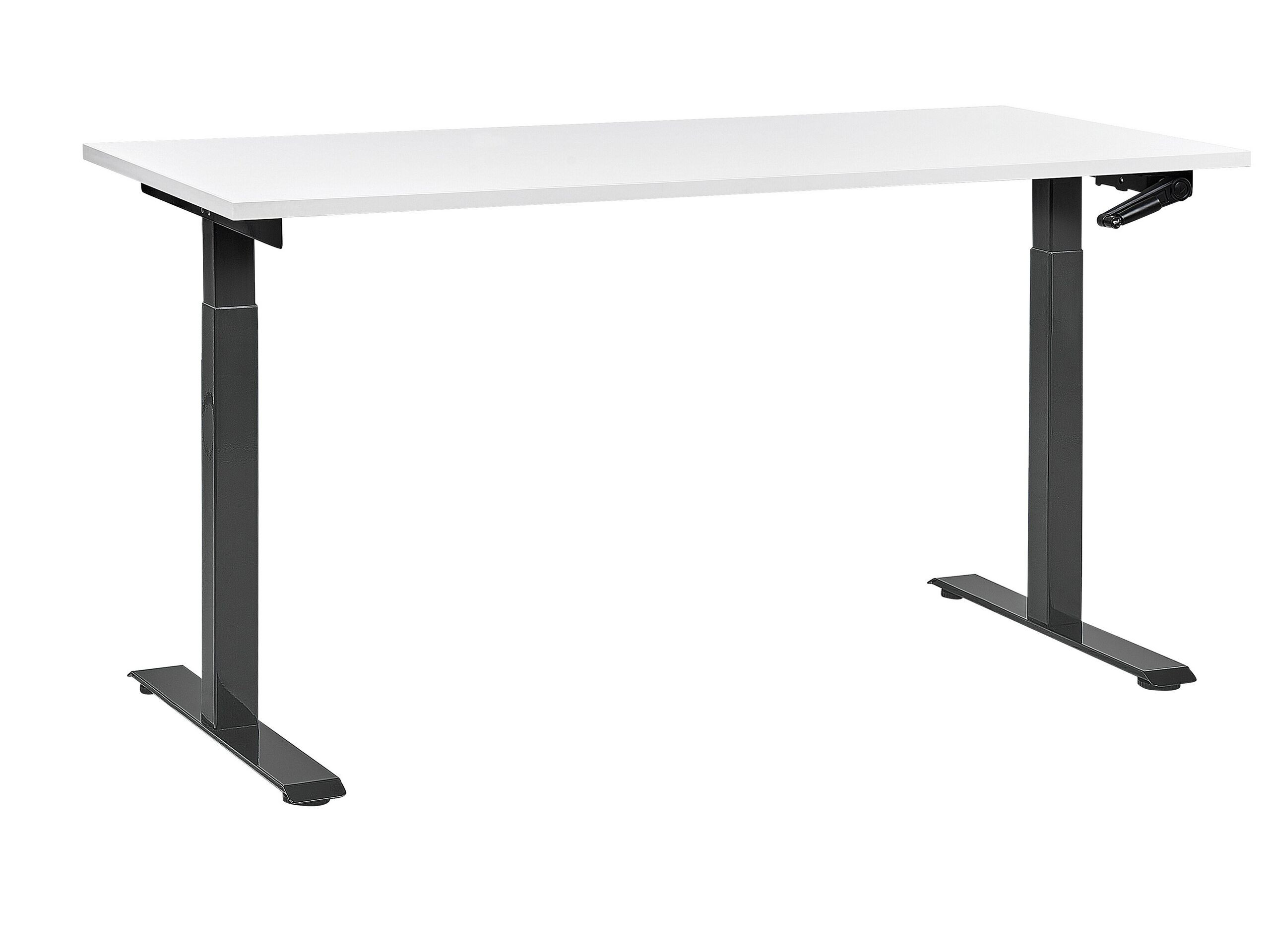 Biurko regulowane manualnie 160x72 cm biało-czarne