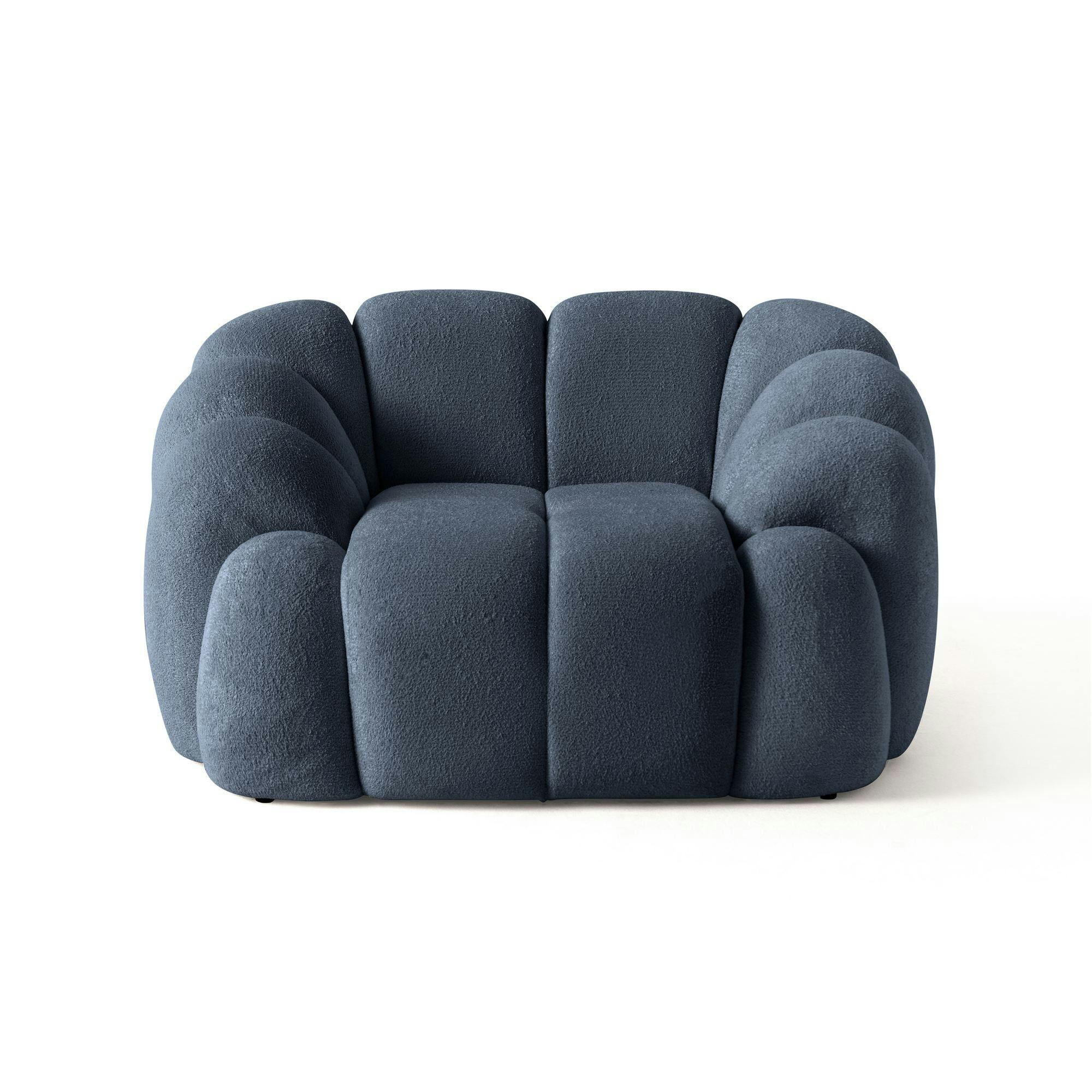 Fauteuil de salon bleu foncé design arrondi ONDA
