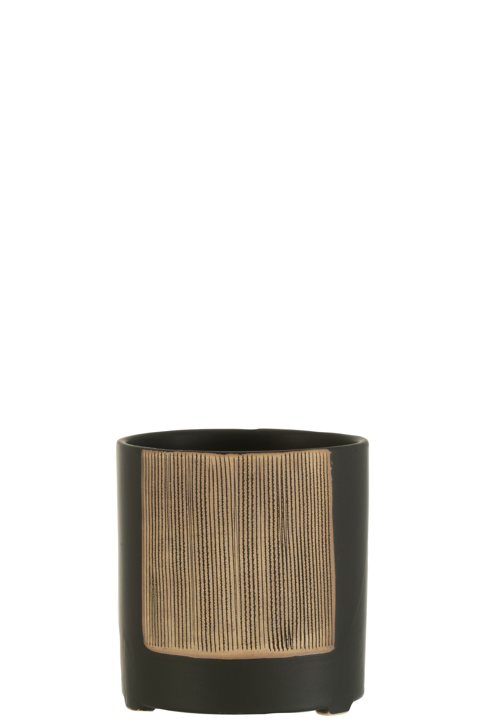 J-Line bloempot Maria Rond - keramiek - zwart - large - Ø 14.5 cm