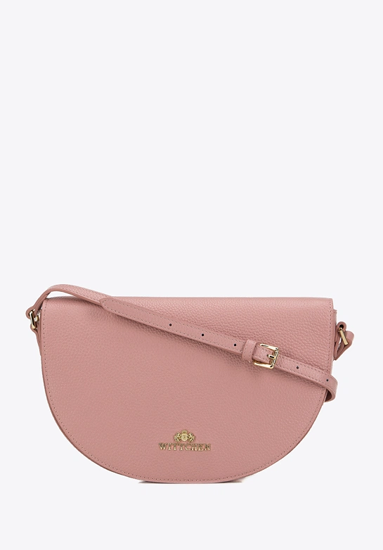 Damska saddle bag z groszkowanej skóry różowa