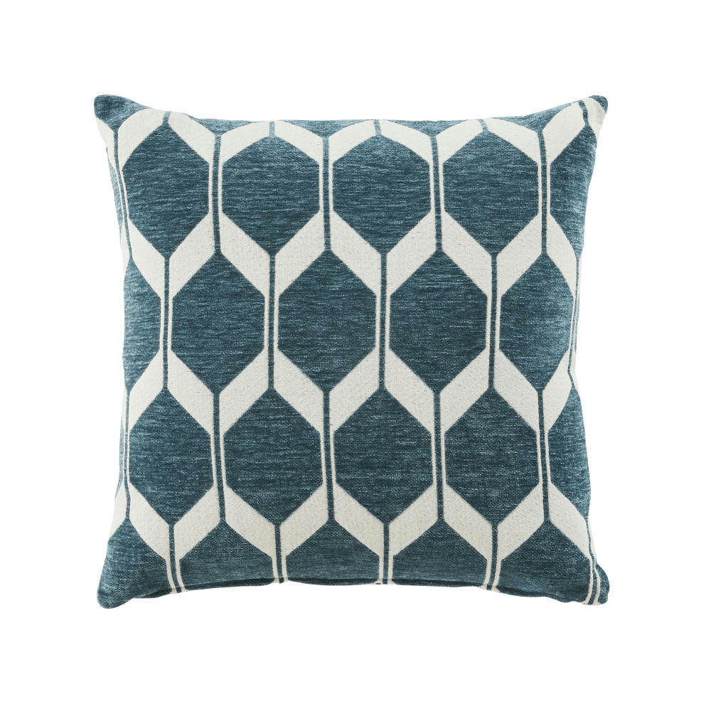 ASTON - Coussin tissé jacquard chenillé blanc et vert 45x45