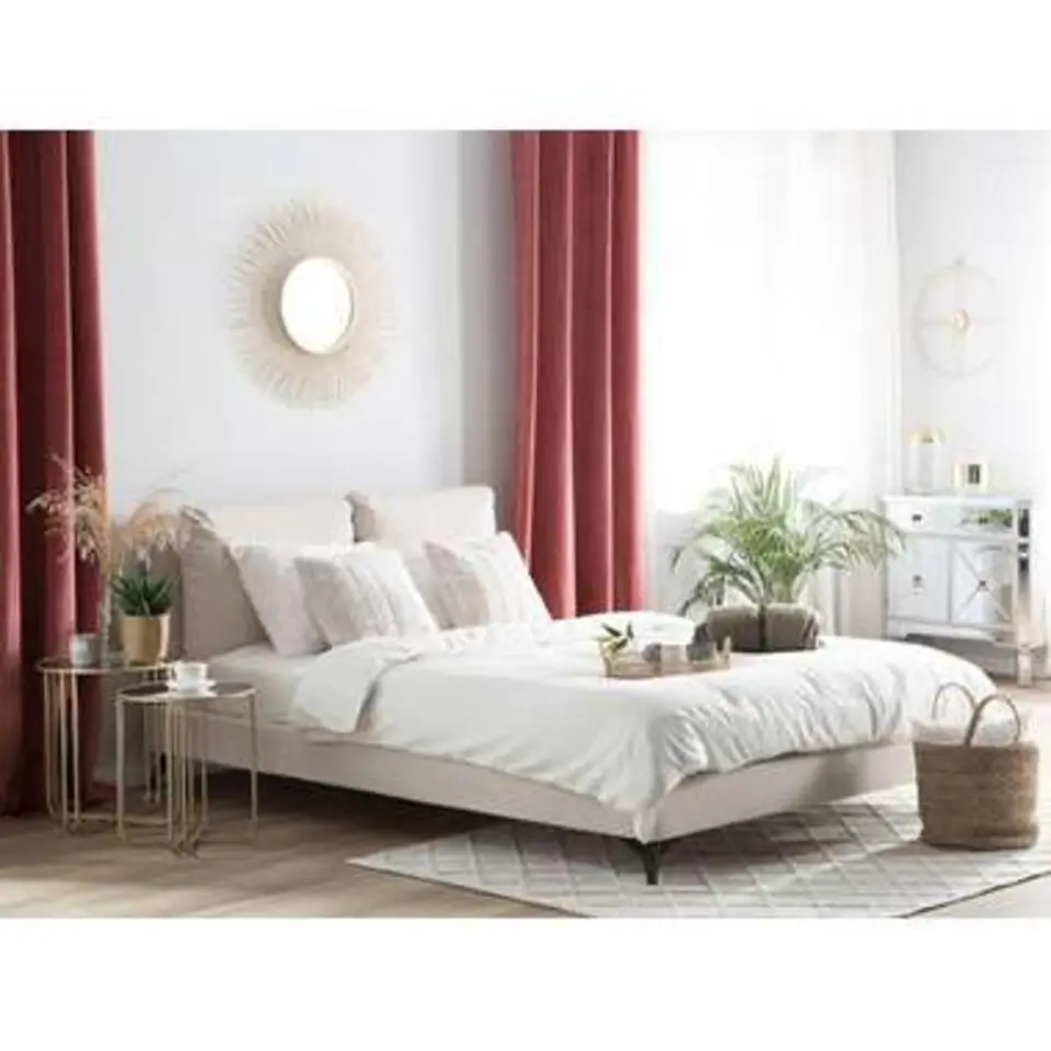 MELLE - Tweepersoonsbed - Beige - 180 x 200 cm - Chenille