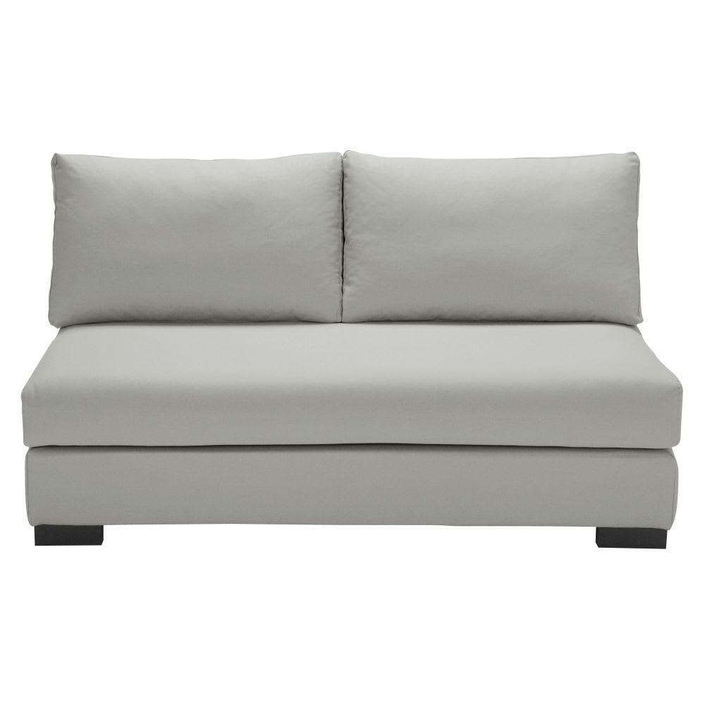 Terence - Chauffeuse pour canapé modulable 2 places en toile gris clair