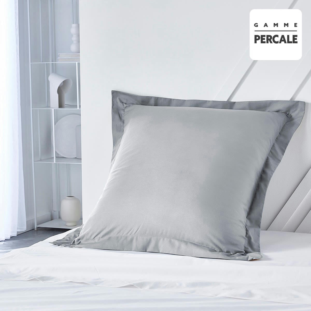 PRESTIGE - Taie d'oreiller volant en Coton Gris 63x63 cm