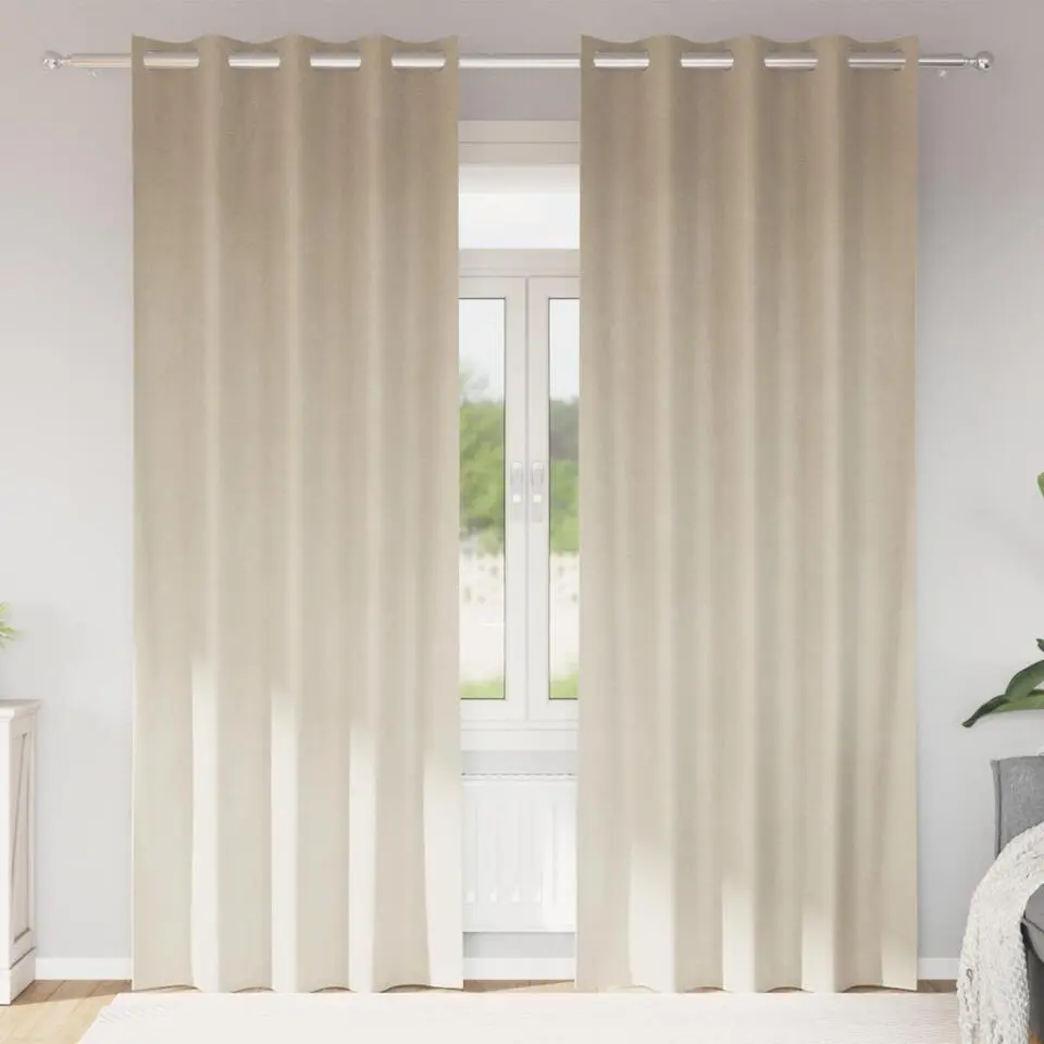 vidaXL Gordijnen met lussen - Verduisterend - Cr&egrave;me Fluweel - 140x245 cm - 2 St.