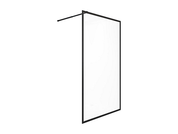 Paroi de douche à l'italienne - 120 x 200 cm - Noir mat - Verre trempé - AMBERI