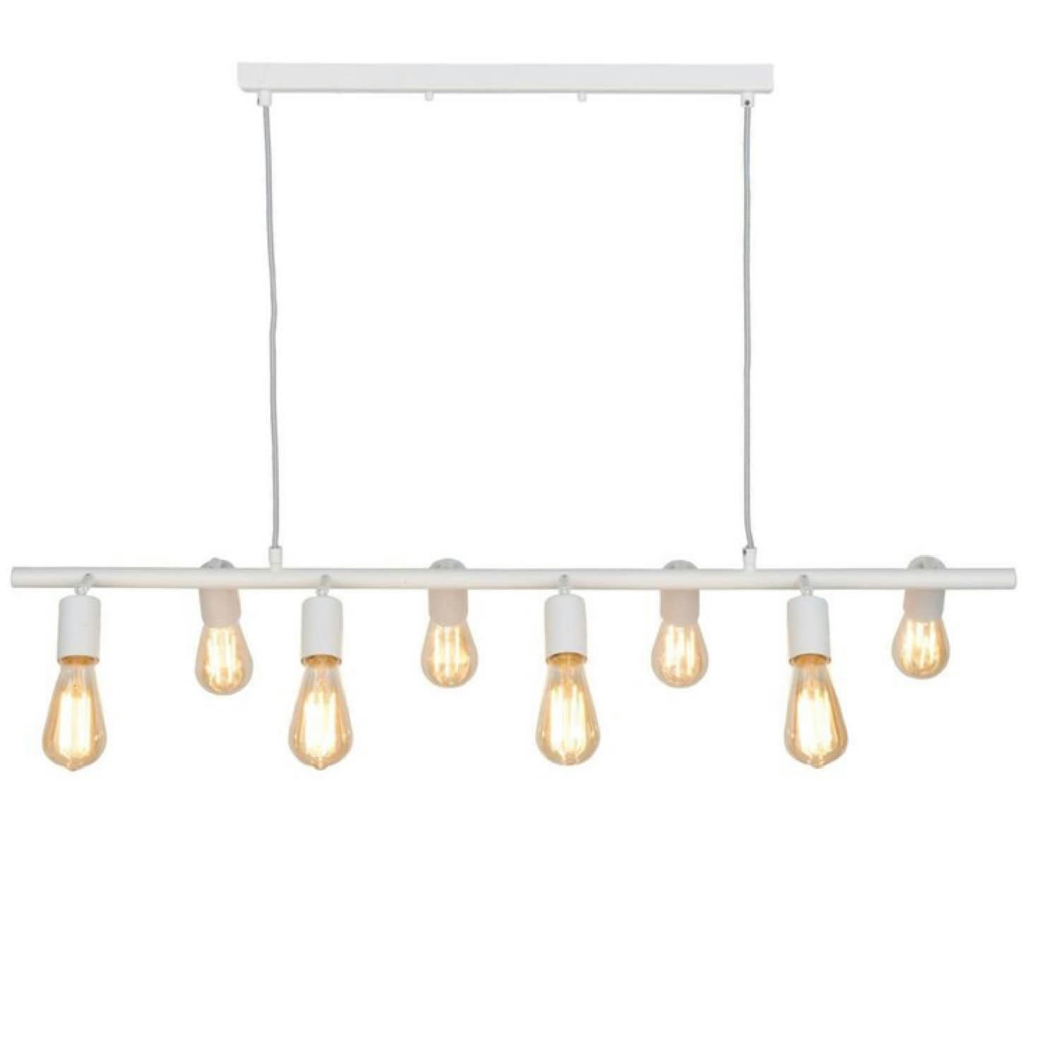MIAMI - Suspension 8 lumières métal blanc L105cm