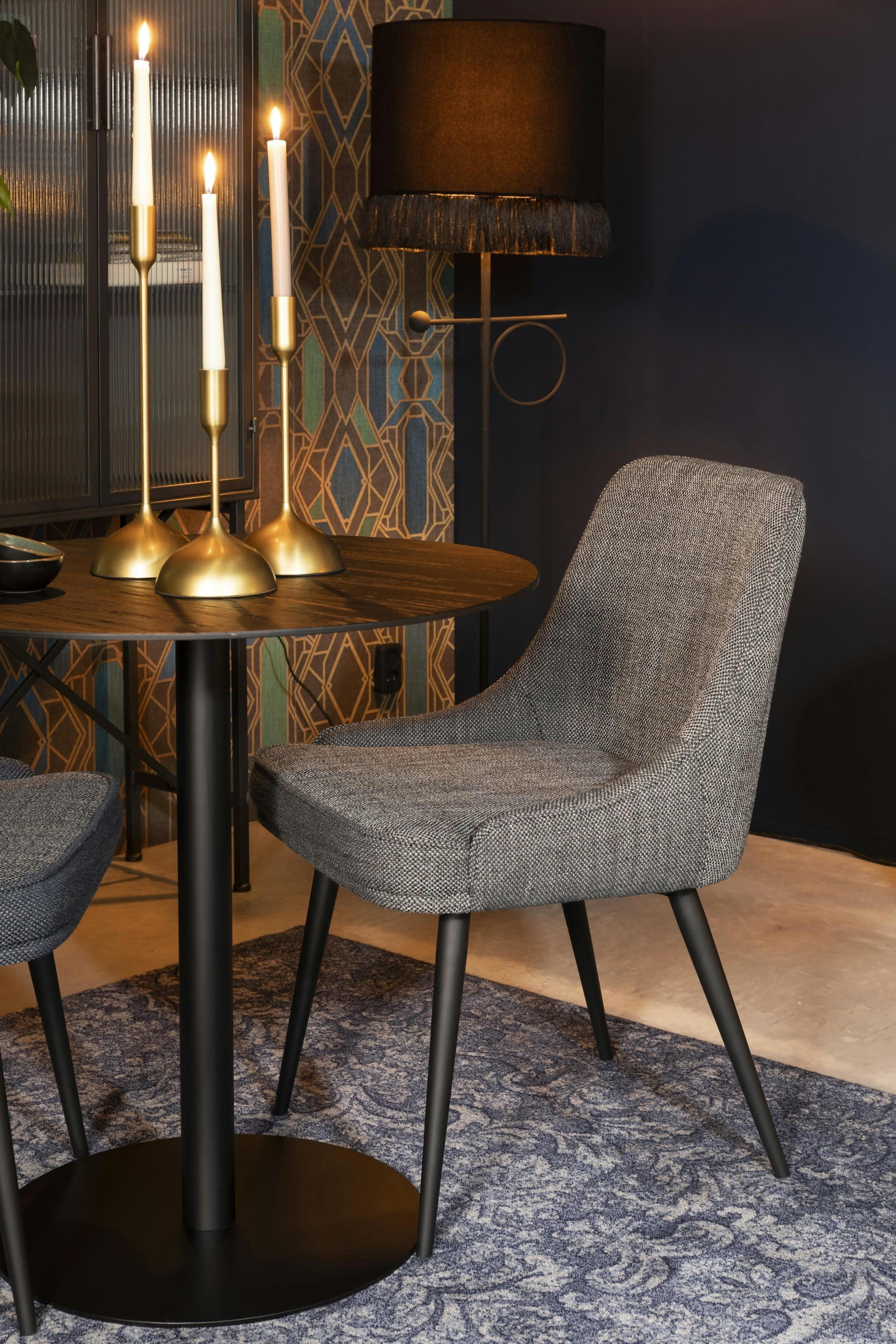 MAGNUS - Chaise en tissu anthracite