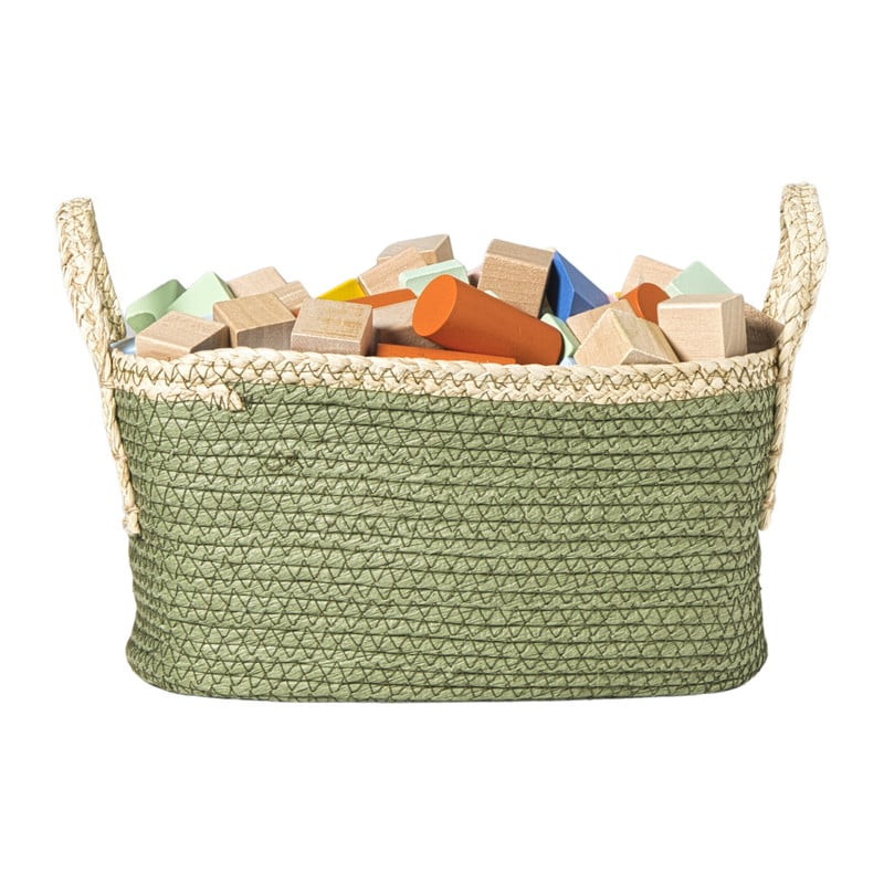 Mand colors rechthoekig - groen/bruin - 16x30x20 cm