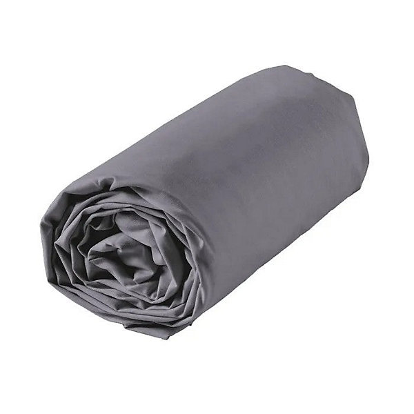 Drap housse coton 57 fils gris souris 140 x 190 cm