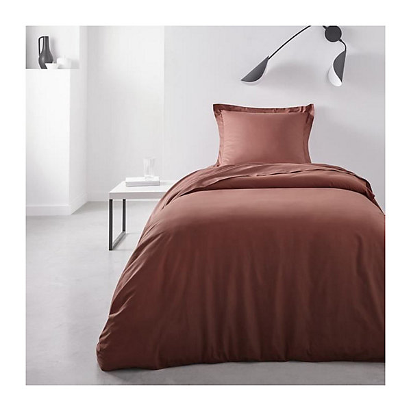 Drap housse TODAY Essential - 90 x 190 cm - 1 personne - 100% Coton uni - Terracotta