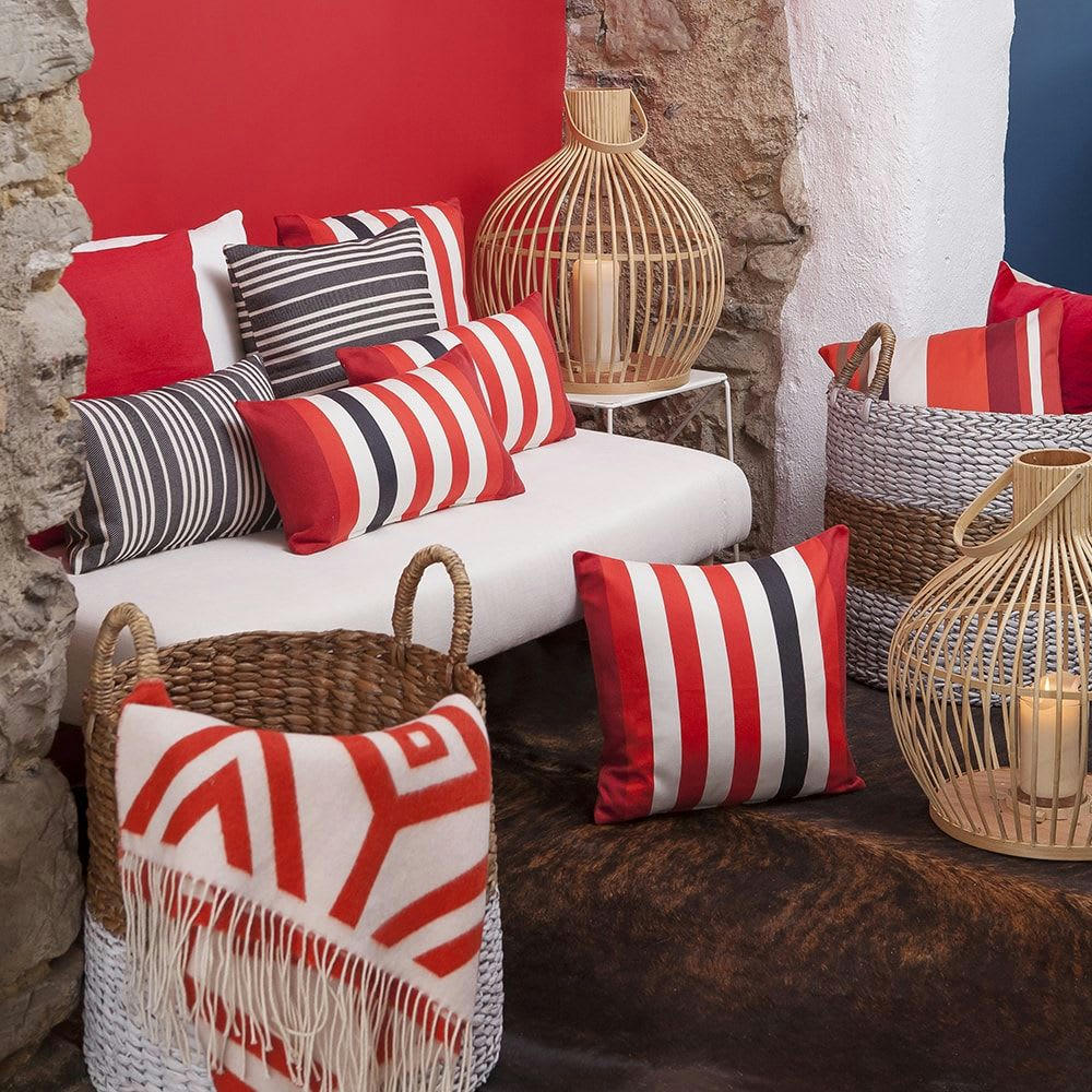 AINHOA - Housse de coussin coton Rouge 25x45 cm