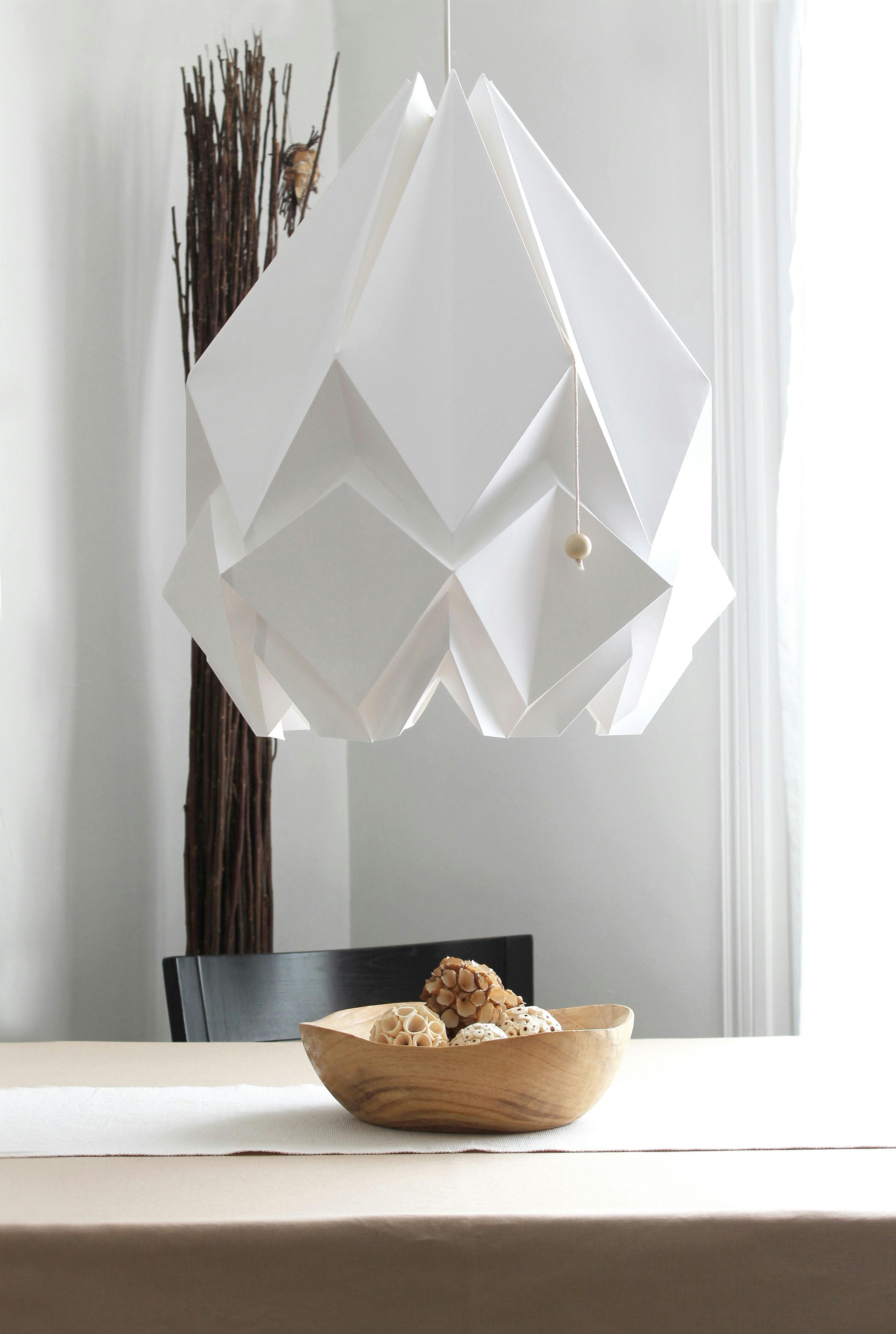 HANAHI - Suspension origami couleur unie en papier taille XL