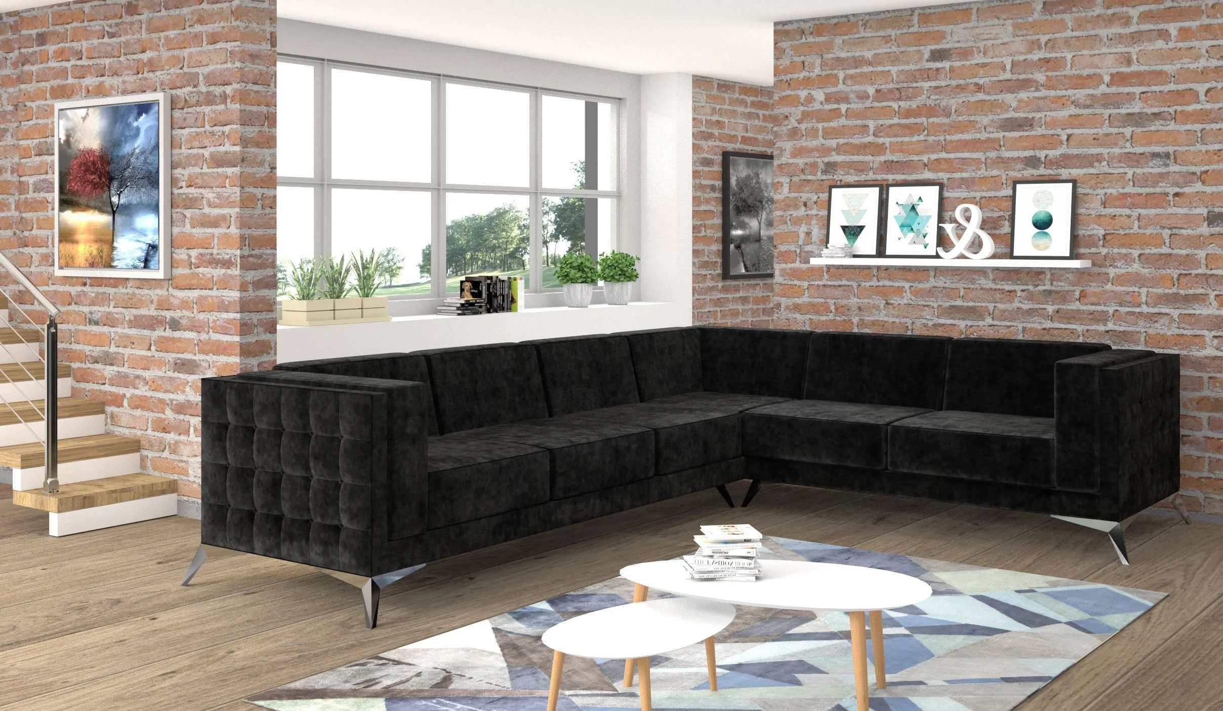 5-zitshoekbank Gusto rechts velvet