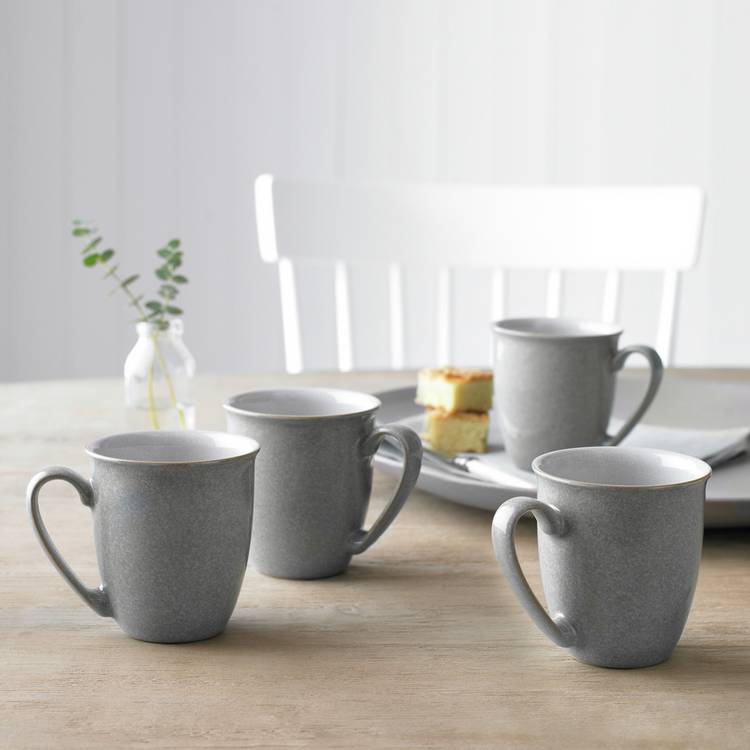 Denby Elements Set of 4 Stoneware Mugs - Grey