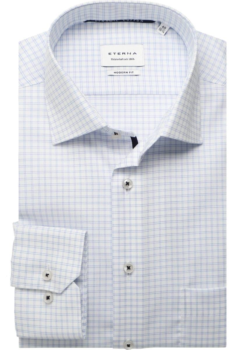 ETERNA Modern Fit Hemd blau, Kariert (extra langer Arm)