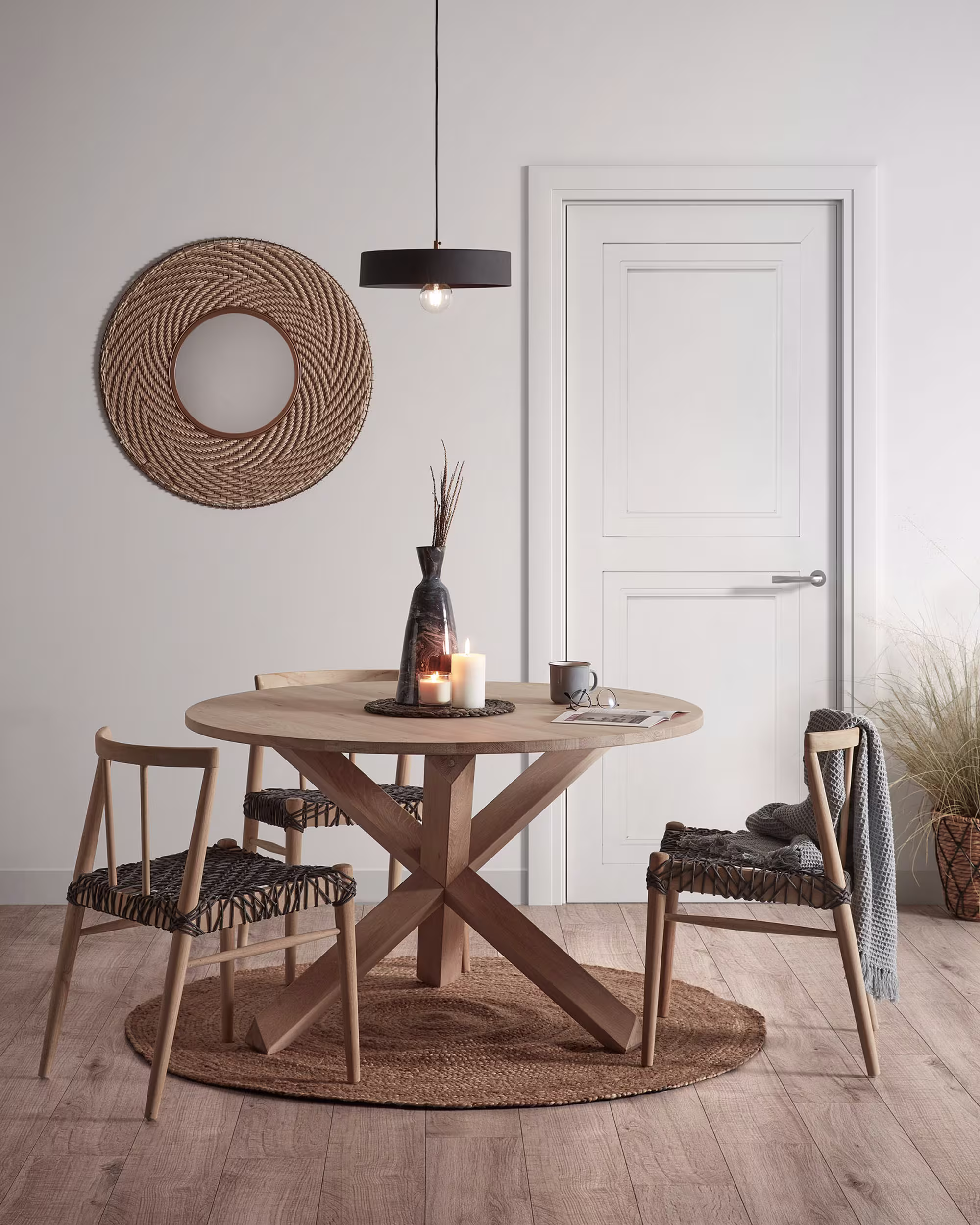 Mesa redonda Lotus Ø 120 cm madera maciza de roble