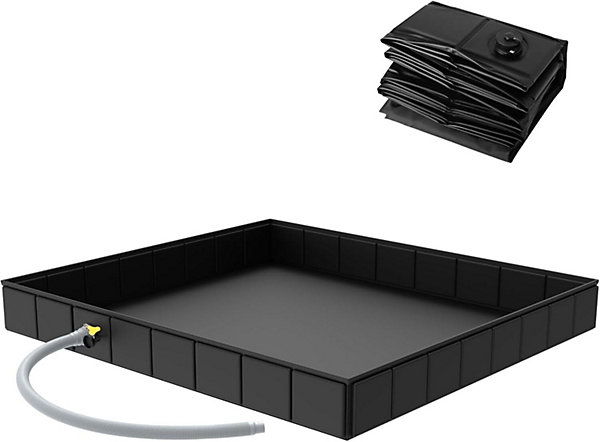 Base de Douche Pliable 104x104x13 cm avec Drain, Receveur Portable pour Camping, Intérieur/Extérieur, Tente
