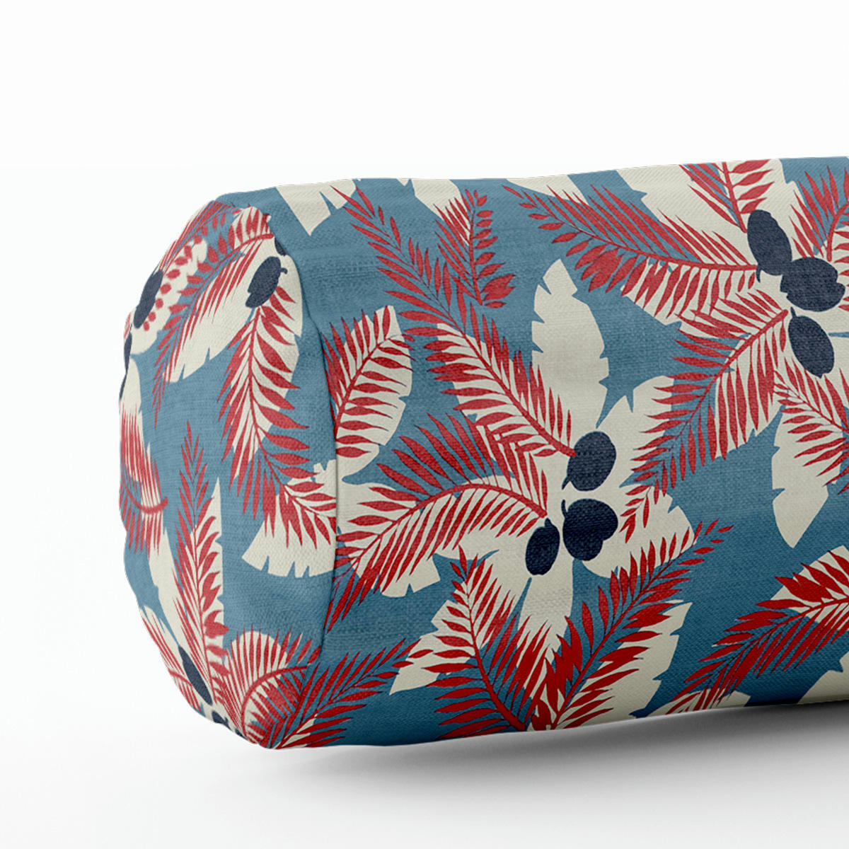 - Coussin traversin tropical polyester bleu 40x15cm