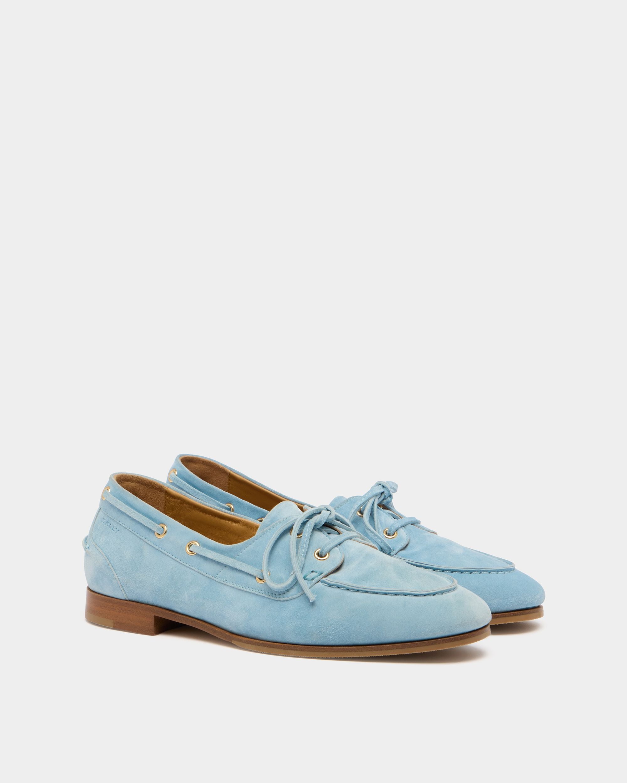 Plume Mokassin aus hellblauem Veloursleder